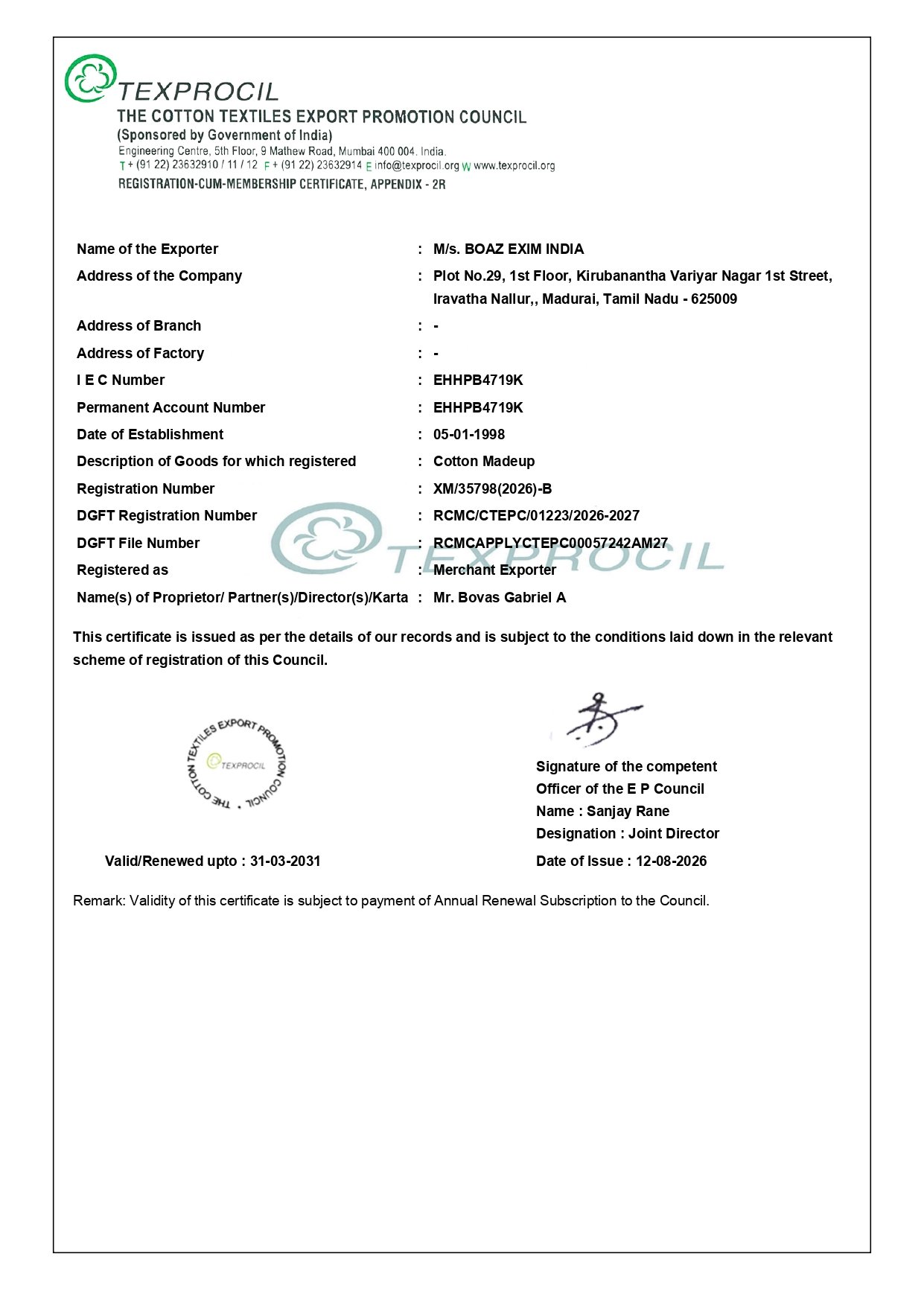 TEXPROCIL RCMC