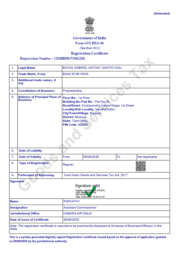 GST Certificate